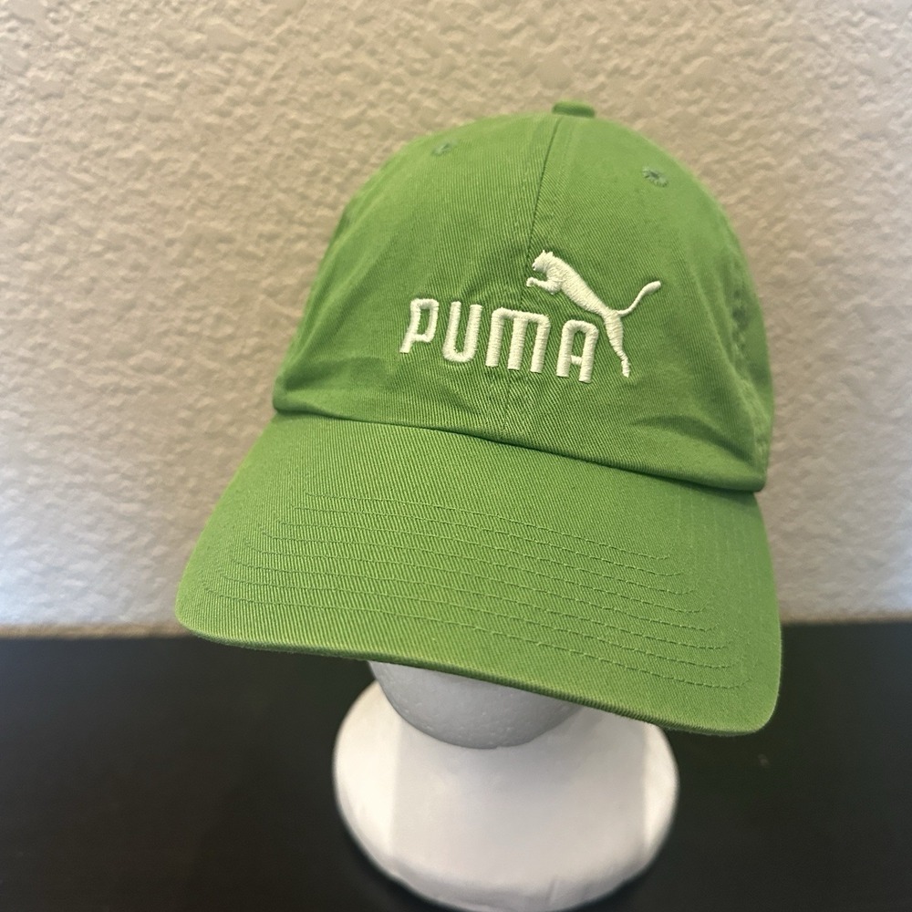 Retro style‎  Puma Logo Athletic Embroidered Hat Classic Pounce Green White